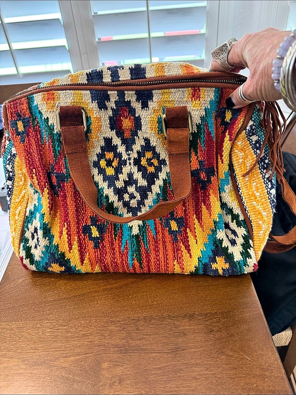 Ruggedine Multicolor Woven Tote. NWOT. Very cool bag. Lightweight.
